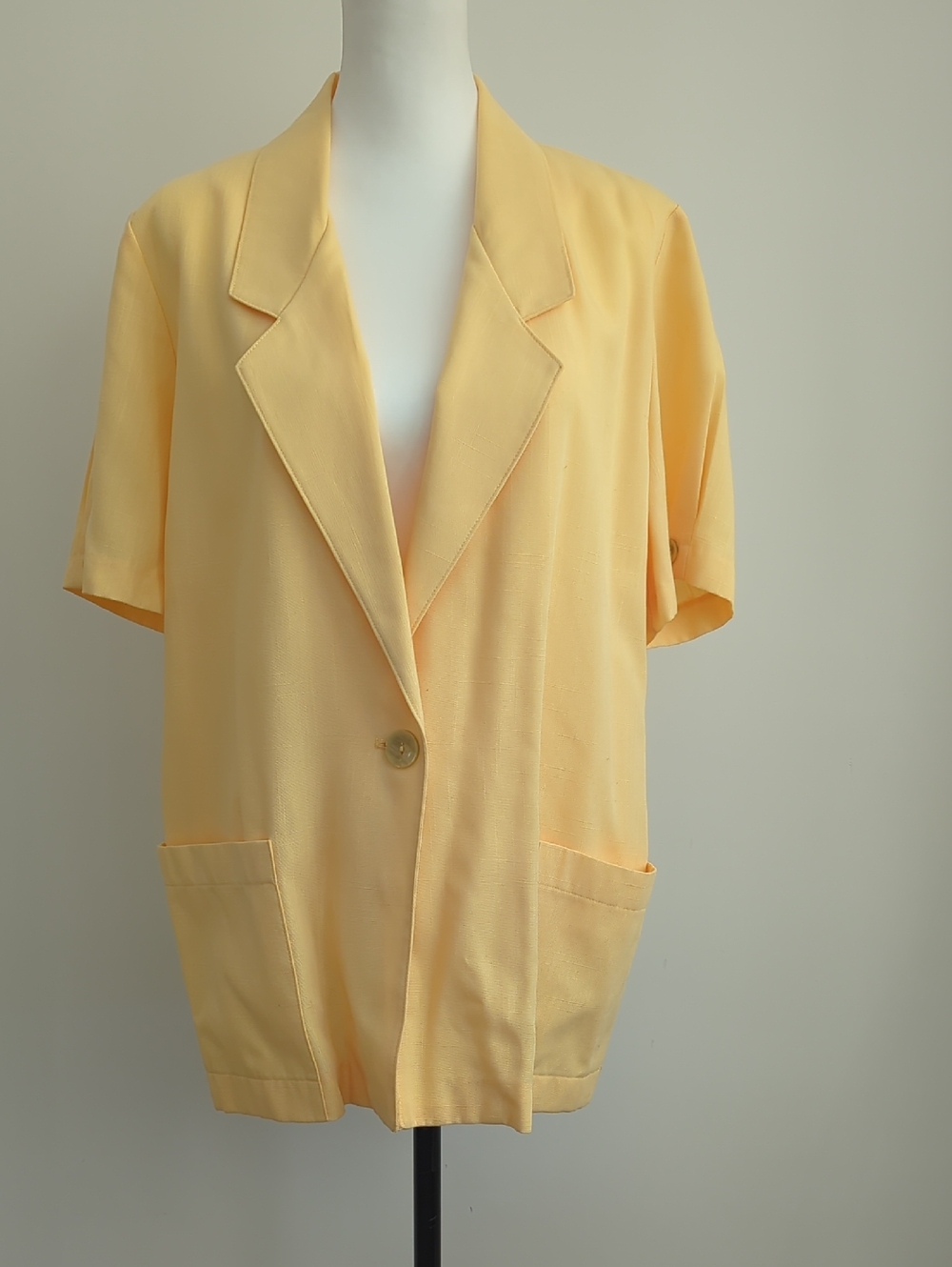 Vintage Sag Harbor Short Sleeve Blazer Pastel Yellow Single Button SIZE 14